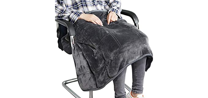 Small Weighted Lap Blanket for Sofa Heavy Lap Pad 39in x 23in 8 Lbs - Dark Grey for Adults, Kids