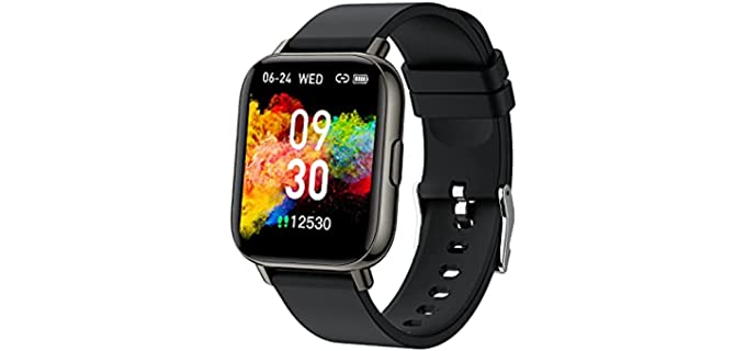 Smart Watch for Men Women, Fitness Tracker 1.69 Full Touch Screen Smartwatch with Heart Rate Monitor, Sleep Monitor IP68 Waterproof Pedometer Activity Tracker Fitness Watch for Android Phones Black