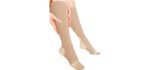 Sparthos Compression Socks (20-30mmHg) - Knee High Sock for Sport, Running, Travel, Medical Support, Pregnancy, Nursing - Calf Long Athletic Compressions Gear Sleeve - for Men and Women (Beige-SM)