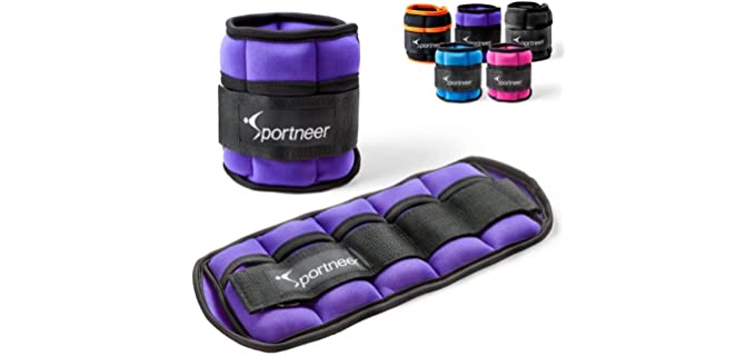Sportneer Pair of Ankle Weights Adjusted Up to 4 LB, 0.5-2 lbs Per Ankle, 2 Pack 1-4 lbs,Purple