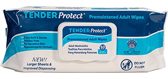 TENDERProtect® Adult Wipes with Aloe, 9x12, for Incontinence (600/Cs)