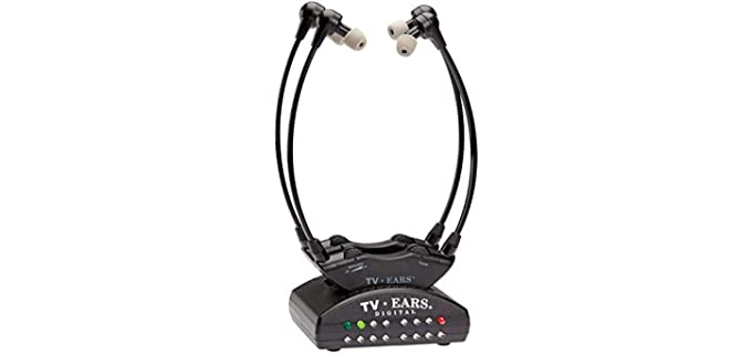 TV Ears Dual Digital Wireless Headset System, Use 2 headsets at same time, connects to both Digital and Analog TVs, TV Hearing Aid Device for Seniors and Hard of Hearing-11841