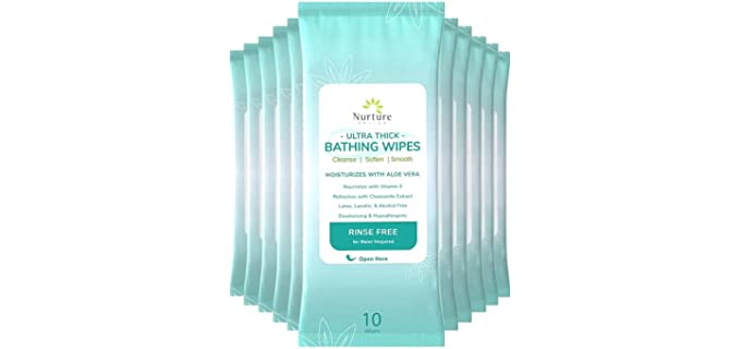 Ultra Thick Body Wipes for Adults Bathing (12 Pack) – 120 XL Shower Wipes Bath Wipes – Rinse Free No Water Disposable Cleansing Wet Wipe Washcloths Bath Sponges - Bedridden Elderly Disabled Camping