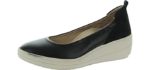 Vionic Women's Advantage Jacey Slip On Wedges - Supportive Ladies Platform Wedges That Include Three-Zone Comfort with Orthotic Insole Arch Support, Medium Fit Black on Black 7 Medium US