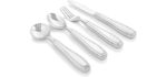 Weighted 7 oz Eating Utensils by Celley, 4pc Stainless Steel Knife Fork Spoon Set for Tremors and Parkinsons Patients