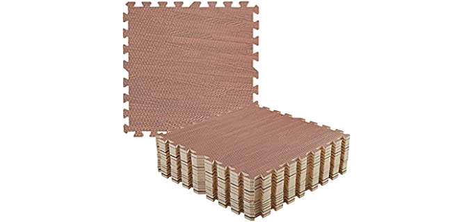Wisfor Interlocking Foam Tiles 24 X 24 inch Wood Grain Floor Mats for Children Kids Baby Non Toxic Puzzle Exercise Mat (12 Packs)