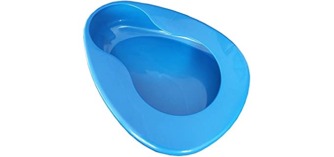 YUMSUM Firm Thick Stable PP Bedpan Heavy Duty Smooth Countoured for Bed-Bound Patient (Blue)