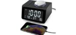 【Upgraded】 Digital Alarm Clock, with FM Radio, Dual USB Charging Ports, Temperature Detect, Dual Alarms, Snooze, 5-Level Brightness Dimmer, Batteries Operated, for Bedroom, Small Sleep Timer (Black)