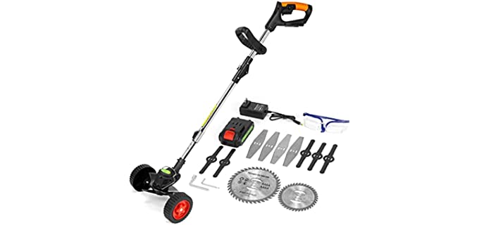 Cordless Weed Eater String Trimmer,3-in-1 Lightweight Push Lawn Mower & Edger Tool with 3 Types Blades,21V 2Ah Li-Ion Battery Powered for Garden and Yard,Black