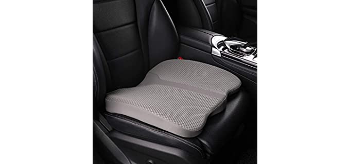 LARROUS Car Memory Foam Heightening Seat Cushion,Tailbone (Coccyx) and Lower Back Pain Relief Cushion,for Office Chair,Wheelchair and More (Gray)