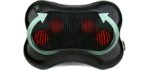 Zyllion Shiatsu Back and Neck Massager - 3D Kneading Deep Tissue Massage Pillow with Heat for Muscle Pain Relief, Chairs and Cars - Black (ZMA-13-BK)