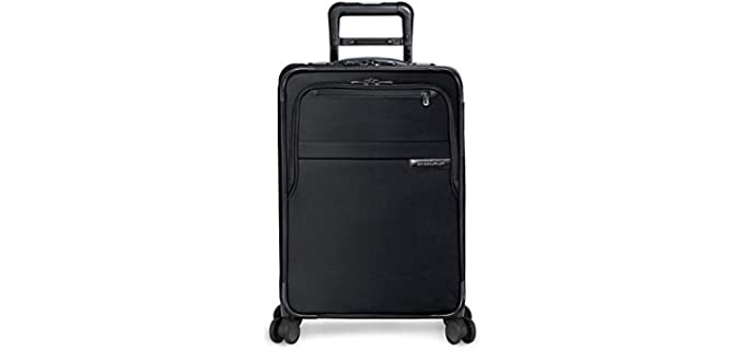 Briggs & Riley Baseline 22 inch Softside Carry On Luggage with Spinner Wheels 22 x 14 x 9. Expandable Suitcase with Compression Packing System, Black