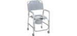 Drive Medical 11114KD-1 Shower Chair / Commode Chair with Casters, Gray