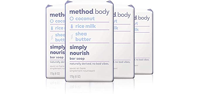 Method Bar Soap, Simply Nourish, 6 oz, 4 pack, Packaging May Vary