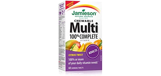 Jamieson 100% Complete Chewable Multivitamin for Adults Citrus Twist Multi, 60 chewable Tablets