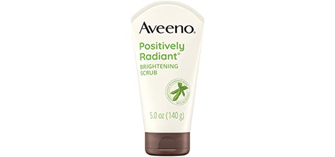Aveeno Positively Radiant Skin Brightening Exfoliating Daily Facial Scrub, Moisture-Rich Soy Extract, helps improve skin tone & texture, Oil-& Soap-Free, Hypoallergenic, 5 oz