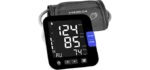 Blood Pressure Monitor Upper Arm Large Cuff ，Automatic Digital Blood Pressure Cuffs for Home Use BP Machine Large LCD Backlit 2x999 Readings Includes 4 Batteries and Charging Cord (Black)