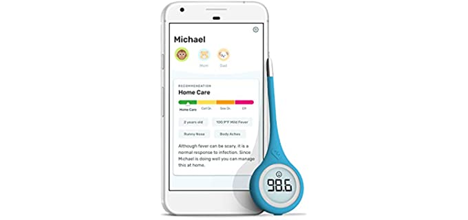 Kinsa QuickCare Smart Thermometer for Fever - Digital Medical Baby, Kid and Adult Termometro - Accurate, Fast, FDA Cleared Thermometer for Oral, Armpit or Rectal Temperature Reading