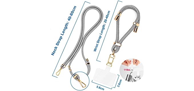 Lawonda 2 Pads Phone Lanyard Crossbody Cell Phone Neck Shoulder Strap Wrist Adjustable Lanyard Patch Phone for Universal Phone Strap for Hand Wrist Compatible with Key Holder ID Card Holder Strap