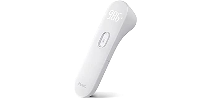 iHealth No-Touch Forehead Thermometer, Digital Infrared Thermometer for Adults and Kids, Touchless Baby Thermometer, 3 Ultra-Sensitive Sensors, Large LED Digits, Quiet Vibration Feedback, Non Contact