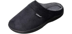 isotoner Men's Slippers, Open Back Slip On with Gel Infused Memory Foam, Indoor/Outdoor Sole and Skid Resistance