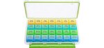 BUG HULL Pill Organizer Monthly, Moisture-Proof 4 Weeks Pill Box, Large Pill Case 28 Day, Medicine Organizer One Month, 30 Day Pill Container for Vitamin, Supplements