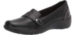 Clarks womens Cora Daisy Loafer, Black Tumbled Leather, 7.5 US