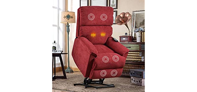 Harper & Bright Designs Lift Chair for Elderly with Massage & Heat, Heavy Duty Lift Chairs Electric Recliner Chairs with Remote Control Soft Fabric Lounge