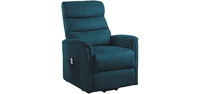 Homelegance Power Lift Recliner with Massage and Heat, Navy, Navy