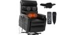 Irene House 9188 Sleeping Lay Flat Recliner Dual OKIN Motor Lift Chair Recliners for Elderly Infinite Position with Heat Massage Up to 300 LBS Electric Power Lift Recliner Sofa (Black Faux Leather)
