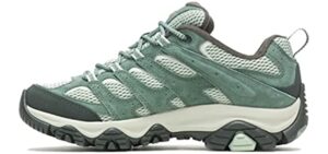 Merrell Moab 3 Shoes for Women - Breathable Leather, Mesh Upper, and Classic Lace-Up Closure Shoes Laurel 8 M