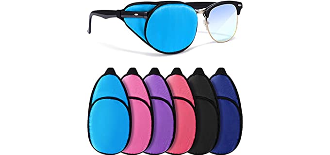 6 Pieces Silk Eye Patch for Adults Kids Glasses to Cover Either Eye Soft Eye Glass Cover Single Eye Patches (Classic Style)