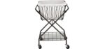 Artesa Verona Collapsible Metal Laundry Cart with Removable Basket & Canvas Bag, 20.5