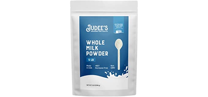 Judee's Whole Milk Powder 5 lb - 100% Non-GMO, rBST Hormone-Free, Gluten-Free & Nut-Free - Pantry Staple, Baking Ready, Great for Travel and Reconstituting - Made in USA