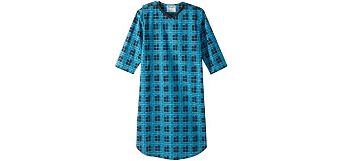 Men’s Open Back Adaptive Flannel Nightgown for Seniors - Back Snap Nightgowns With Dome Closure - Cozy Flannel SMA