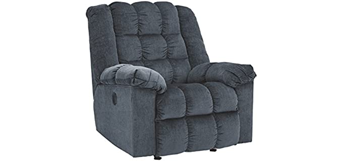 Signature Design by Ashley Ludden Ultra Plush Power Rocker Recliner with Tufted Back, Blue