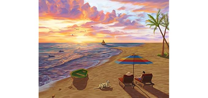 16 Large Piece Puzzles for Seniors - Dementia Activities for Seniors, Alzheimers Products for Elderly, Jigsaw Puzzles for Seniors | Easy, Big Piece, Colorful Imagery, Beach Day