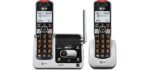 AT&T BL102-2 DECT 6.0 2-Handset Cordless Phone for Home with Answering Machine, Call Blocking, Caller ID Announcer, Audio Assist, Intercom, and Unsurpassed Range, Silver/Black