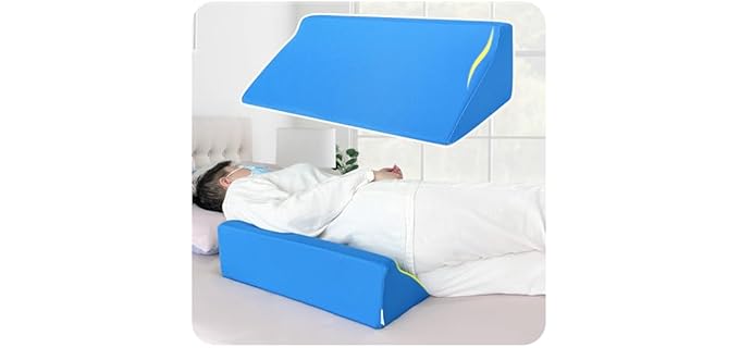 Bed Wedge Pillow For Sleeping Seniors Post Surgery Incline Pillow Bedsore Pressure Relief Cushions For Butt Lifting Patient Turning Triangle Foam Wedges For Bed Positioning Body Back Support (Blue)