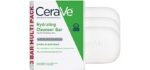 CeraVe Hydrating Cleanser Bar, Soap-Free Body and Facial Cleanser with 5% Moisturizing Cream, Fragrance-Free, 3-Pack, 4.5 Ounce Each