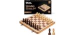 Chess Armory Wooden Chess Set 15 Inch - Premium Beech Wood Handcrafted Game Board for Adults and Kids with Extra Queen Pieces and Storage Box - Ideal for Home and Travel - Non-Magnetic