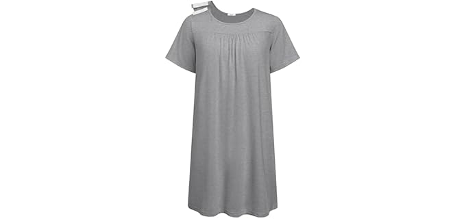 Deyeek Womens Hospital Gowns Post Surgery Open Back Nightgowns for Women With Snaps Adaptive Tear Away Soft Medical Patient Gowns S Light Grey