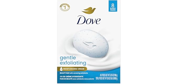 Dove Beauty Bar Soap 8 Bars Gentle Exfoliating, for Soft, Smooth Skin, Gently Renews Skin 3.75 oz