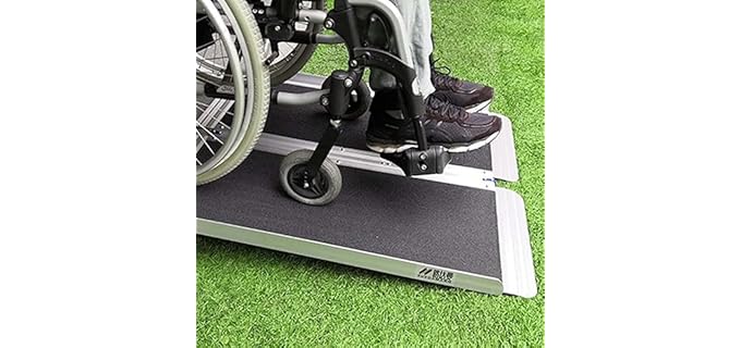 Floor Transition Strip Walkers Entry Ramp, Ramp Aluminum Curb Ramp for Wheelchairs, Folding Ramps with Handle & Emery Surface, Durable Transitions Steps for Scooter Bikes Skateboards (Size : 120c