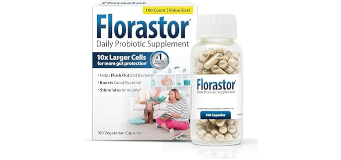 Florastor Probiotics for Digestive and Immune Health, 100 Capsules, Probiotics for Women & Men, Helps Flush Out Bad Bacteria, Boosts The Good with Our Unique Strain Saccharomyces Boulardii