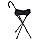 Folding Cane Chair - Walking Stick with Stool - in Black