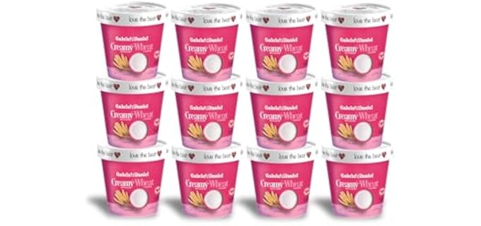 Gabriel & Daniel Organic Instant Creamy Wheat (Farina) Hot Cereal Cup – Non-GMO, Pure and Organic Breakfast Cereal – Rich in Iron & Vitamin C for a Nourishing and Quick Meal – Smooth & Creamy Texture (Pack of 12)