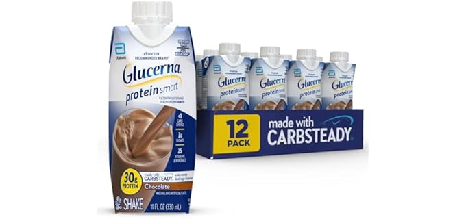 Glucerna Protein Smart Diabetes Care Shake, Chocolate, Diabetic Meal Replacement to Support Blood Sugar Management, 30g Protein, 150 Calories, Ready to Drink, 11-fl-oz Bottle, 12 Pack