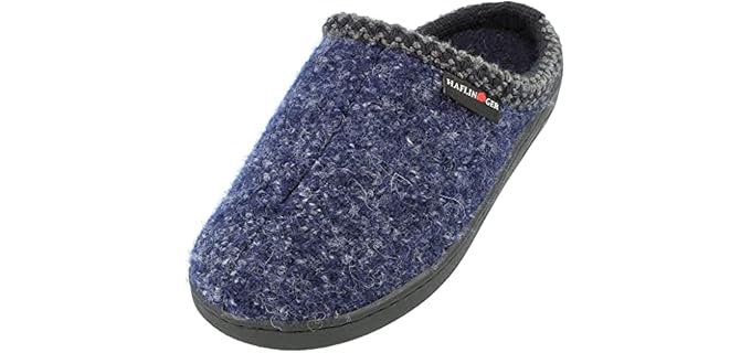HAFLINGER Unisex at Nordkap Wool Hard Sole Slippers Blue (Navy 76) EU 44