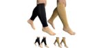 HealthyNees Footless 15-20 mmHg Zipper Compression Leg Calf Shin Sleeve 2 Pairs (Mix Combo, S/M)
